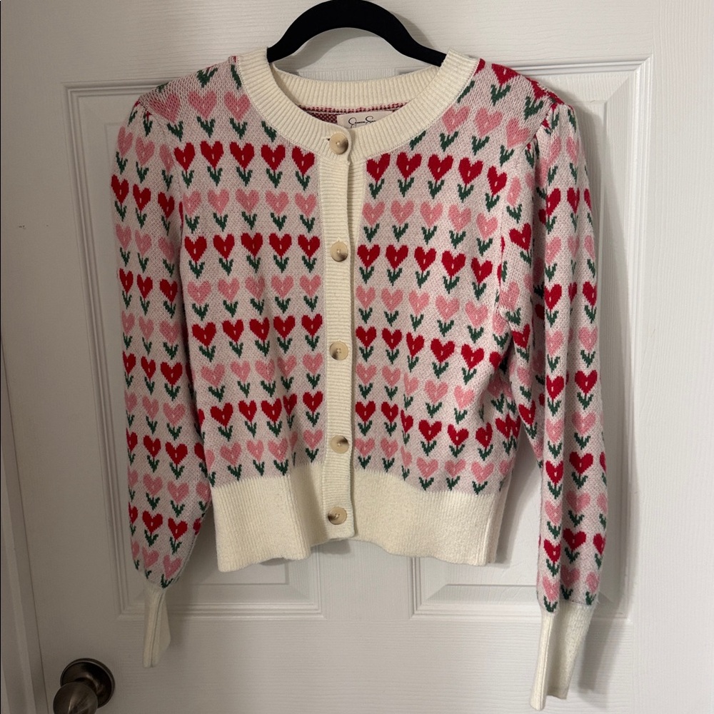 Jessica Simpson Heart-Pattern Button-Down Cardiga… - image 1
